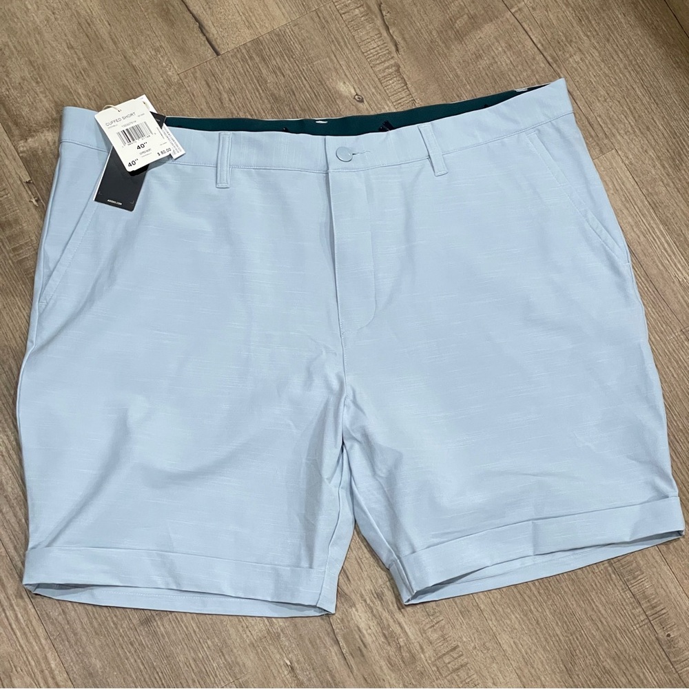 NEW Adidas Golf Cuffed‎ Shorts Mens 40 Wonder Blue Textured Performance IB1995